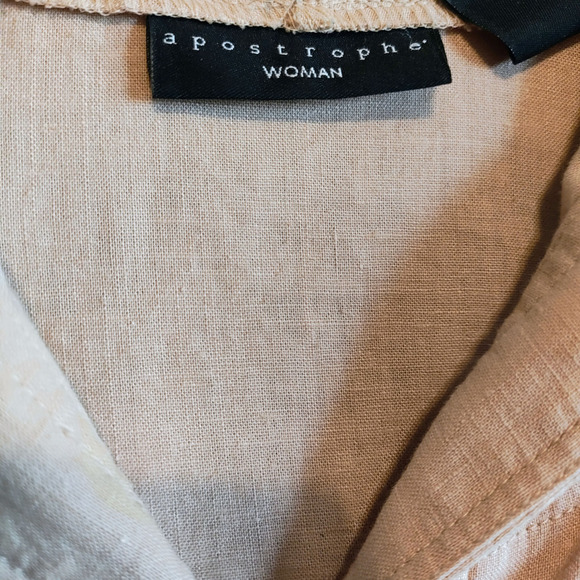 Vintage Apostrophe Beige Hooded Shirt Jacket XL Linen Blend Drawstring - Picture 3 of 8